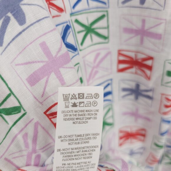 BODEN 100% Linen Button Up Shirt Long Sleeve Colorful Geometric Pattern US 8R - Picture 7 of 8